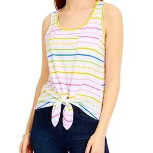 Rebellious One Juniors Striped Tie-Front Tank Top
